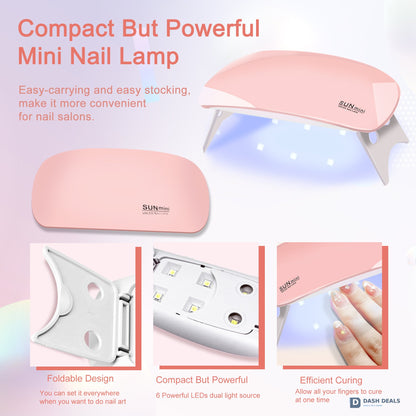6 PCS Polygel Nail Kit with UV Lamp - Builder Gel Set with Nail Brush, Forms, Top & Base Coat - Complete Polygel Starter Tools