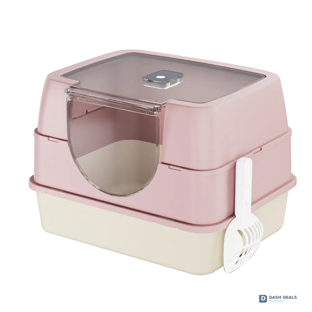Enclosed Cat Litter Box Orange — Odor-Locking, Spacious for Large Cats, Modern Design