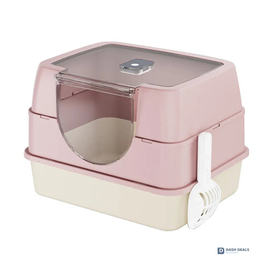 Enclosed Cat Litter Box Orange — Odor-Locking, Spacious for Large Cats, Modern Design