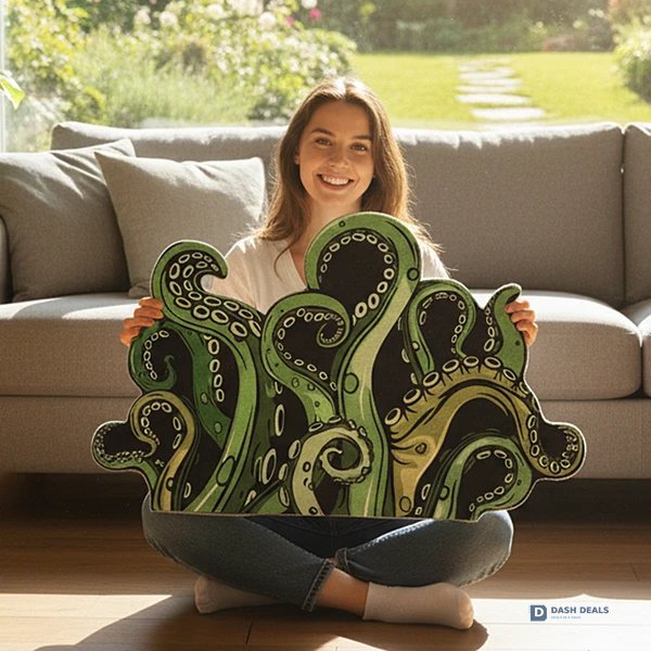 Cthulhu Octopus Bath Rug 27x18 — Gothic Anime Water-Absorbent Mat, Gamer Decor Gift