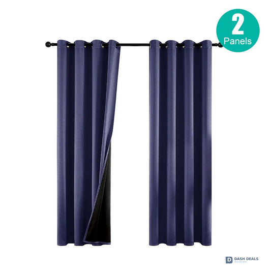 Polyester Thermal Blackout Curtains 52x63 Set of 2 — Coated Lining, 3 Color Options