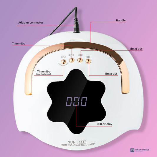UV LED Nail Lamp 57 Beads Professional - 4-Timer Gel Polish Curing Light with Auto Sensor, Fast-Cure UV Nail Dryer for Fingernails & Toenails, Salon-Grade Manicure & Pedicure Tool