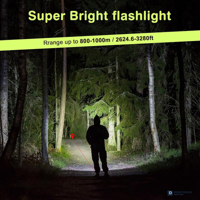 LED Rechargeable Tactical Flashlight 10,000 Lumen Rated - USB Tactical Torch with 4 Modes, Zoomable Beam, IPX4 Waterproof for Camping & Emergency