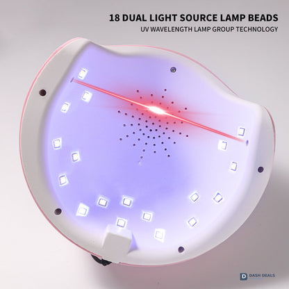 UV LED Nail Lamp 18 LED Beads - Professional Nail Dryer for Gel Polish, 3 Timer Settings, Auto Sensor, LCD Display - Compact Fast-Curing Gel Nail Lamp for Home Manicure