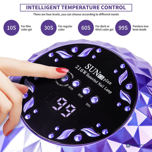 Large UV LED Nail Lamp with Removable Base - Wide-Space Auto Nail Dryer for All Gel Polish, 4 Timers, Fast-Curing Salon Equipment for Mani & Pedi