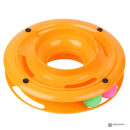 Interactive Cat Crazy Ball Disk Toy — Trilaminar Amusement Plate for Indoor Cats & Kittens