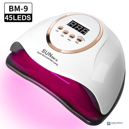 UV LED Nail Lamp 45 Beads Professional Nail Dryer - 48W Gel Polish Curing Light with 4 Timer Settings, Auto Sensor, LCD Display - Quick Cure for Gel Nails at Home