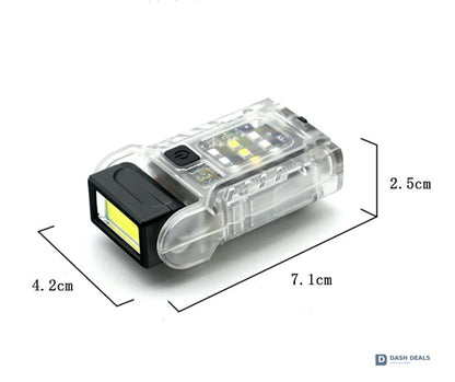 Mini Pocket LED Flashlight with Magnetic Base & Belt Clip - USB Rechargeable Work Light for Mechanics, Repair, EDC & Hands-Free Use