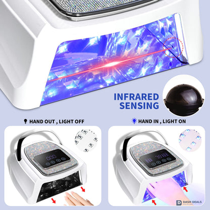 Cordless Rechargeable UV LED Nail Lamp - 30 Beads Professional Wireless Gel Polish Cure with Handle, 4 Timers, Salon-Grade Portable Nail Dryer