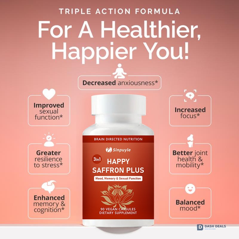 Saffron Supplement with Curcumin & Zinc - Daily Mood, Memory, Eye & Joint Wellness Capsules for Men & Women