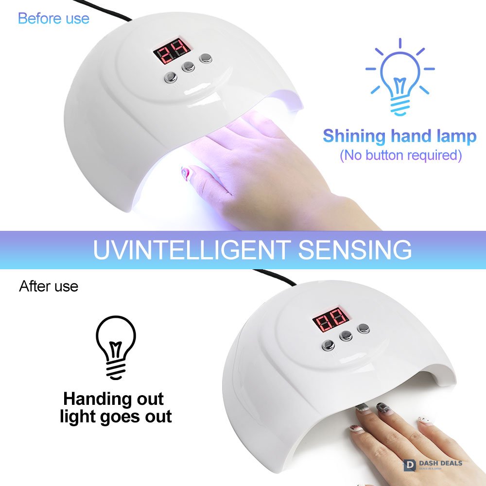 UV LED Nail Lamp White - Professional Nail Dryer for Gel Polish, 3 Timer Settings, Compact Salon-Style Cure Light for Home Manicures, Travel-Ready