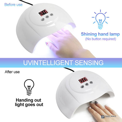 UV LED Nail Lamp White - Professional Nail Dryer for Gel Polish, 3 Timer Settings, Compact Salon-Style Cure Light for Home Manicures, Travel-Ready