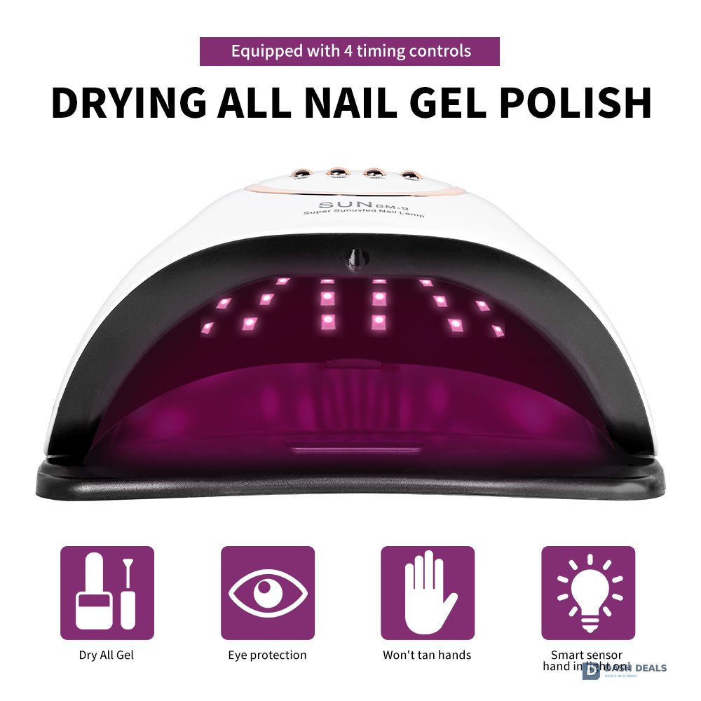 UV LED Nail Lamp 45 Beads Professional Nail Dryer - 48W Gel Polish Curing Light with 4 Timer Settings, Auto Sensor, LCD Display - Quick Cure for Gel Nails at Home