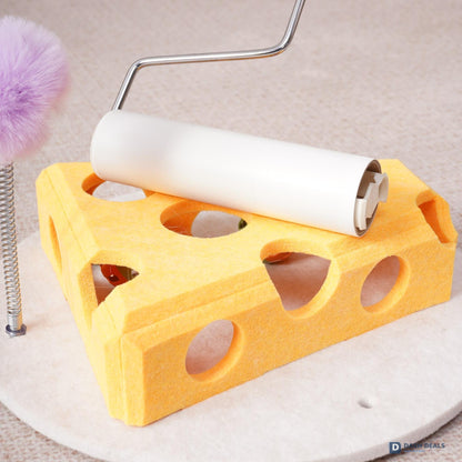 Cat Puzzle Toy with Spring Wand & Treat Box — Indoor Enrichment, Suction Base