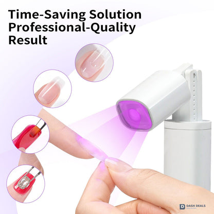 Mini UV Nail Lamp Handheld with Foldable Stand - Portable LED Nail Light for Gel Polish, Compact Travel Nail Dryer with Screen Display, White