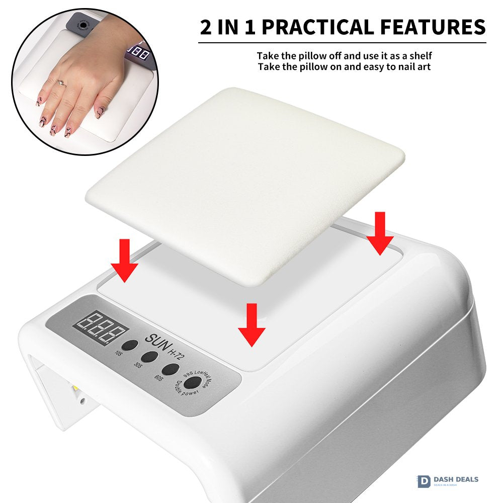 Large UV LED Nail Lamp with Arm Rest - Professional Salon Nail Dryer for Gel Polish, Press On Nail Curing, Wide-Coverage Curing Light for Nail Technicians