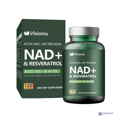 NAD+ Resveratrol Supplement 120 Capsules - Cellular Wellness & Energy Support Formula for Men & Women