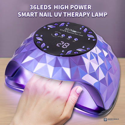 Large UV LED Nail Lamp with Removable Base - Wide-Space Auto Nail Dryer for All Gel Polish, 4 Timers, Fast-Curing Salon Equipment for Mani & Pedi