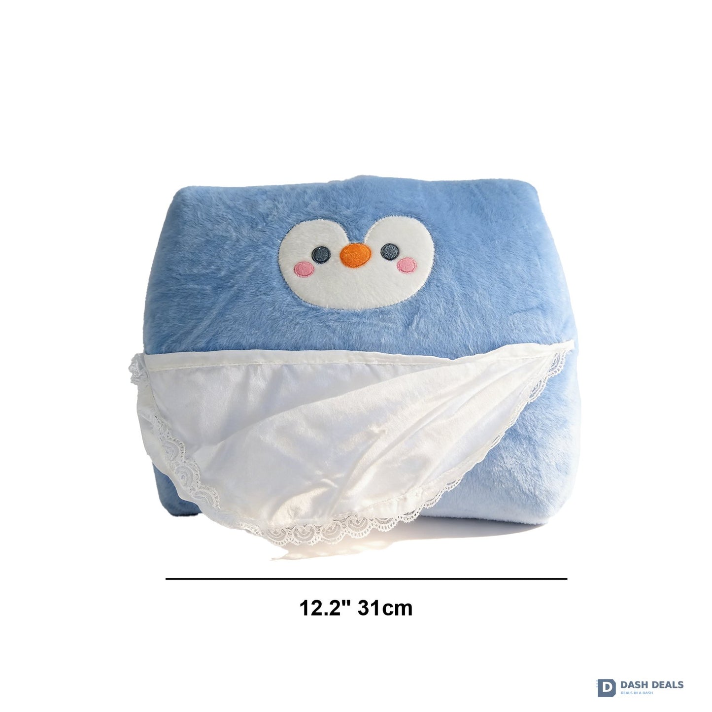 Penguin Back Pillow Blue — Reading Pillow with Lumbar Support for Bed, Dorm, Gaming Chair