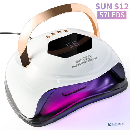 UV LED Nail Lamp 57 Beads Professional - 4-Timer Gel Polish Curing Light with Auto Sensor, Fast-Cure UV Nail Dryer for Fingernails & Toenails, Salon-Grade Manicure & Pedicure Tool