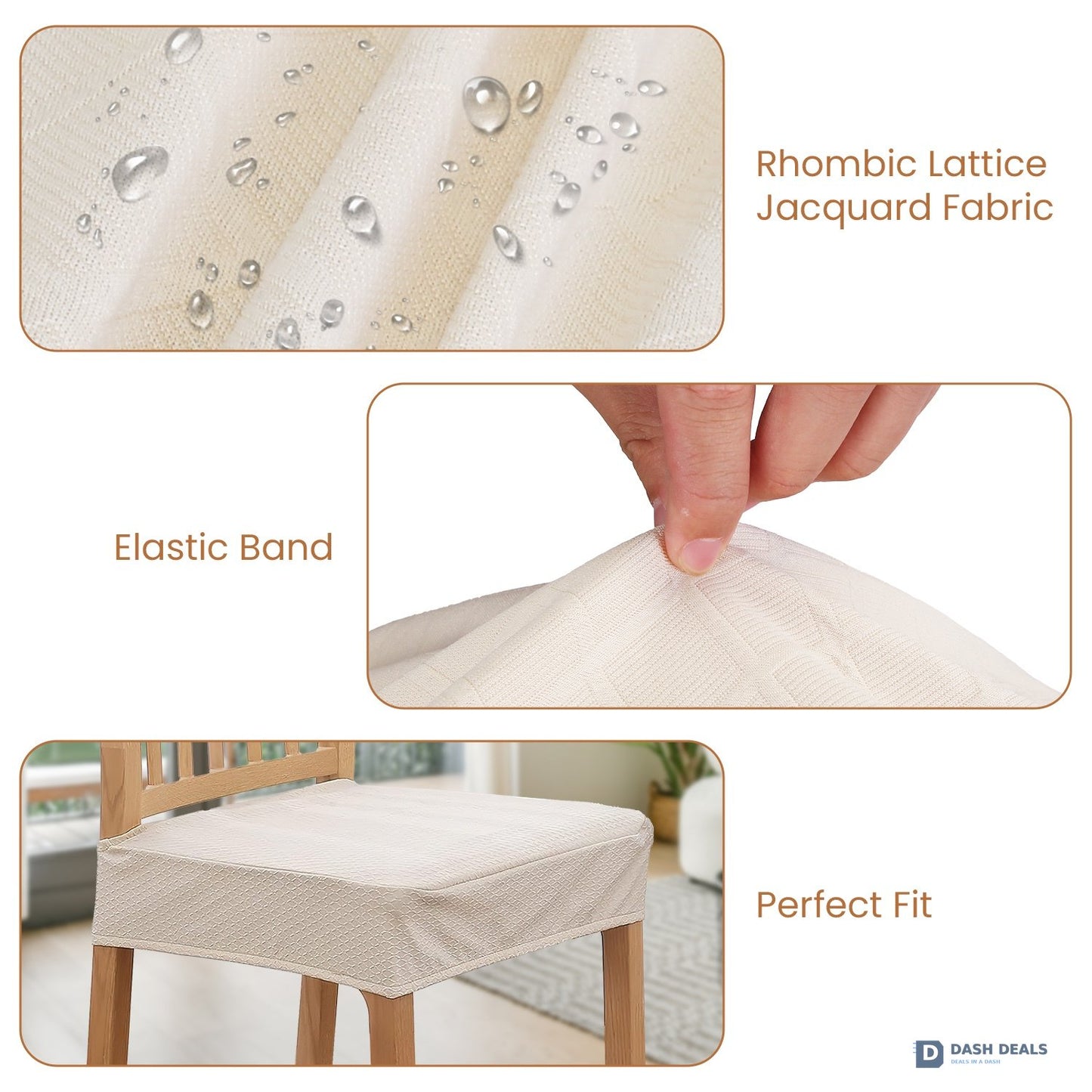 Waterproof Dining Chair Slipcovers 4-Pack — Stretch Jacquard Removable Washable