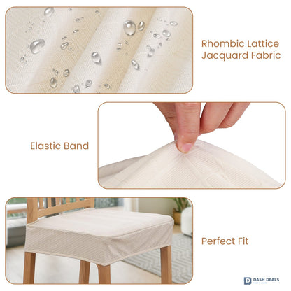 Waterproof Dining Chair Slipcovers 4-Pack — Stretch Jacquard Removable Washable