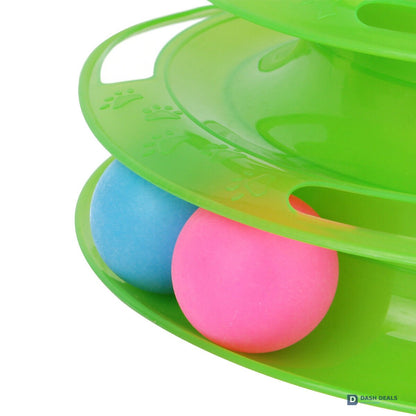 Interactive Cat Crazy Ball Disk Toy — Trilaminar Amusement Plate for Indoor Cats & Kittens