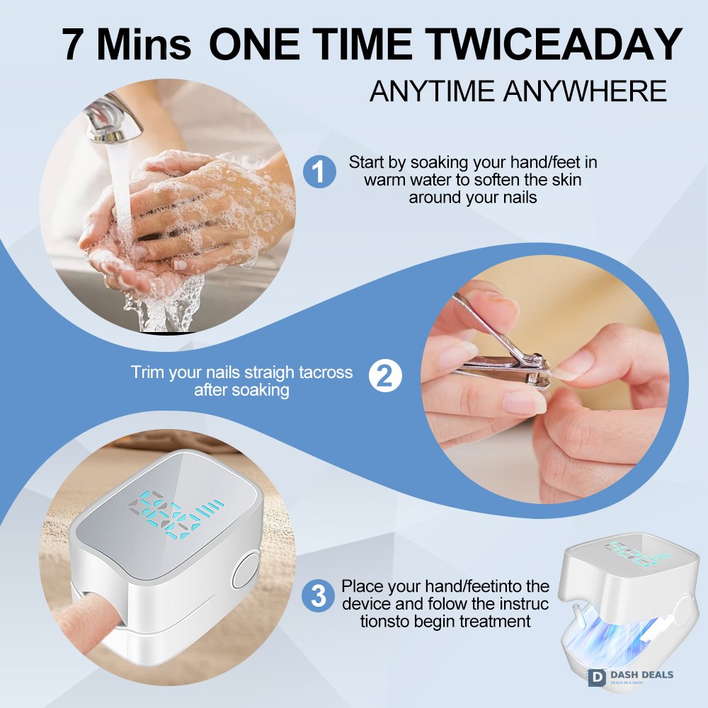 Nail Fungus Treatment LED Light - Foldable Home-Use Nail Care Device for Discolored & Thickened Toenails and Fingernails, Travel-Friendly Onychomycosis Light Therapy