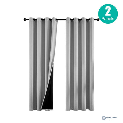 Polyester Thermal Blackout Curtains 52x63 Set of 2 — Coated Lining, 3 Color Options
