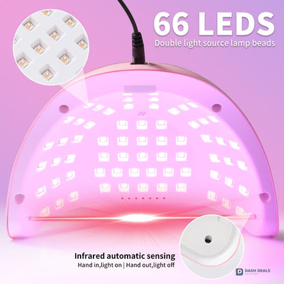 UV LED Nail Lamp Professional - Gel Polish Curing Light with 4 Timer Settings, Auto Sensor, Fast Drying for Fingers & Toes - Salon-Style Home Manicure Lamp