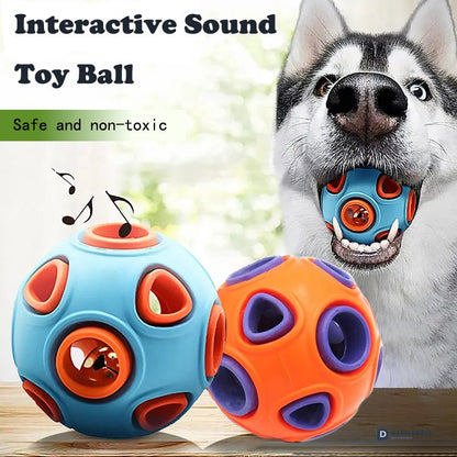 Rubber Dog Ball with Bell Toy 2-Pack — Interactive Squeaky Chew for Puppies & Small Dogs