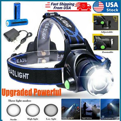 LED Headlamp Starter - Rechargeable Zoomable Headlight with 3 Modes, Super-Bright Work Light for Camping, Hiking & Emergency
