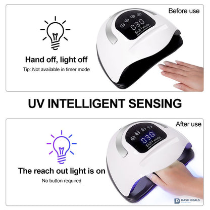 UV LED Nail Lamp Touch Screen - Professional 4-Timer Gel Nail Dryer with Removable Base, Auto Sensor, Touch Controls - Salon-Grade Curing Light for Gel Polish, Polygel & Pedicures