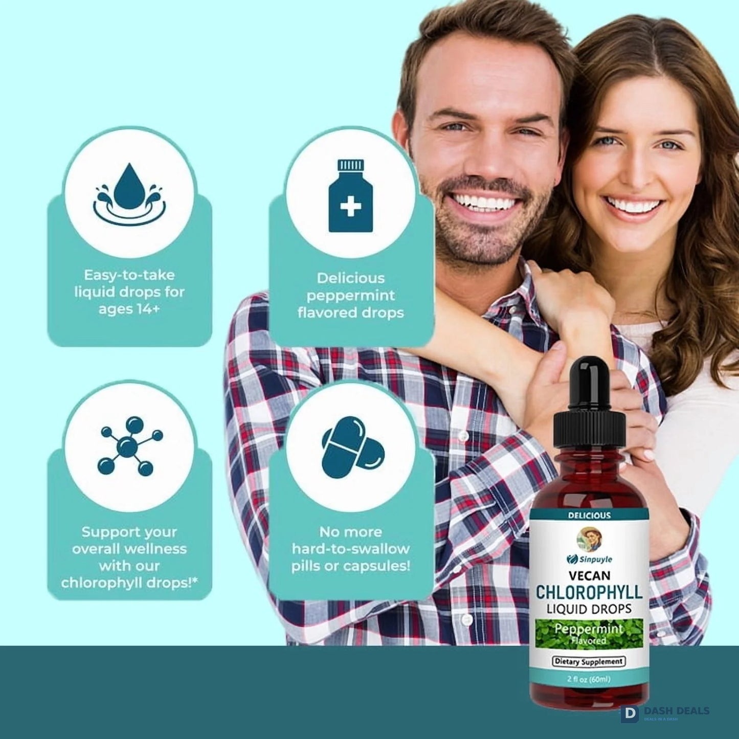 Vegan Chlorophyll Liquid Drops - Peppermint Flavored Detox Supplement, 60ml Daily Wellness Tonic for Fresh Breath & Antioxidant Support