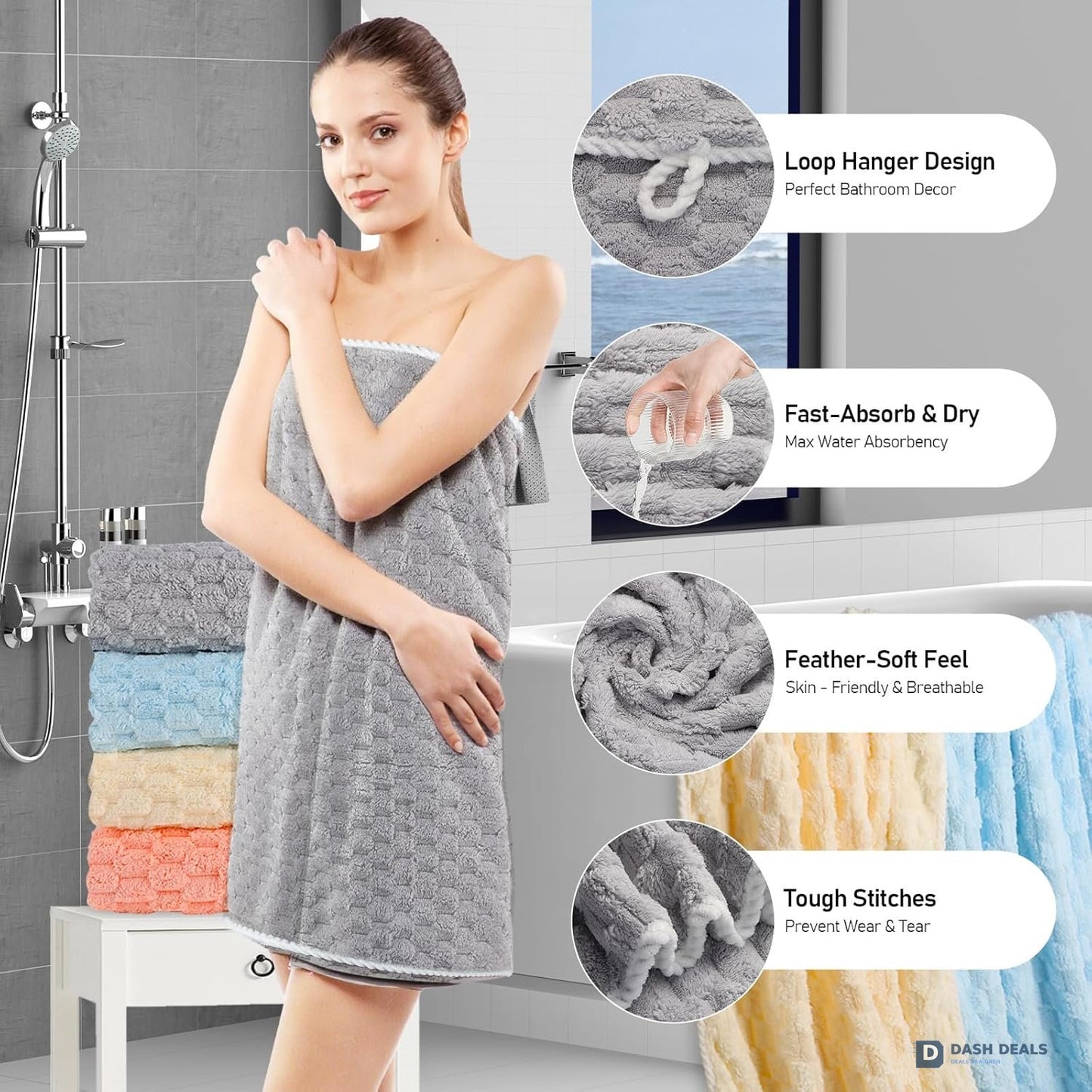 Luxury Microfiber Bath Towels 4-Pack 27.5x55 — 8X Absorbent, Quick-Dry, Hypoallergenic Spa Set