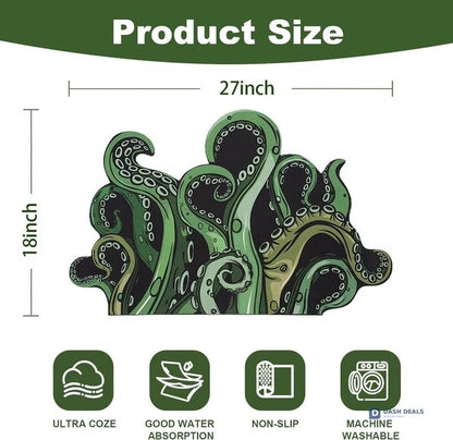 Cthulhu Octopus Bath Rug 27x18 — Gothic Anime Water-Absorbent Mat, Gamer Decor Gift