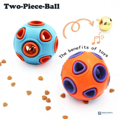 Rubber Dog Ball with Bell Toy 2-Pack — Interactive Squeaky Chew for Puppies & Small Dogs