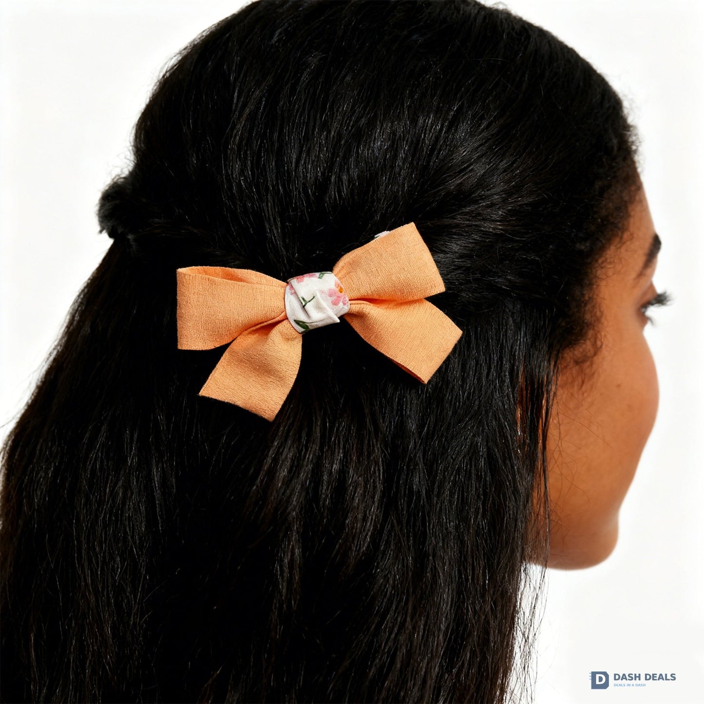 Bow Hair Ties Set - Cute Orange Bow Scrunchies for Women & Girls, Soft No-Damage Hair Bands for Daily Wear, Sleep & Workout
