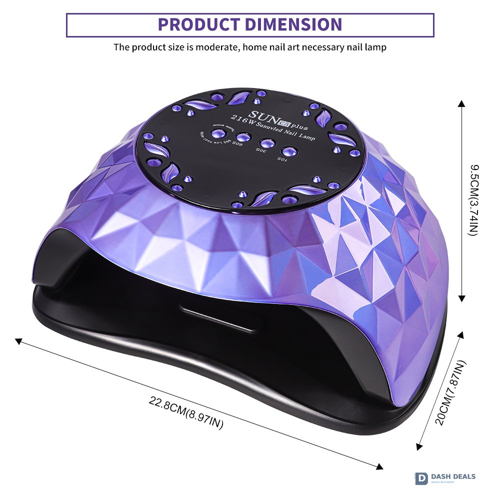 Large UV LED Nail Lamp with Removable Base - Wide-Space Auto Nail Dryer for All Gel Polish, 4 Timers, Fast-Curing Salon Equipment for Mani & Pedi