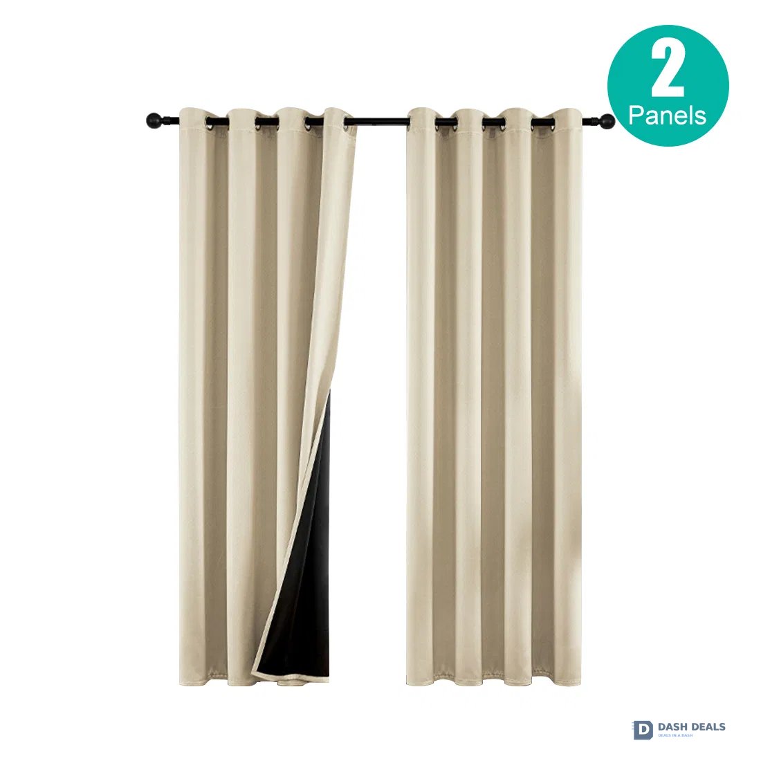 Polyester Thermal Blackout Curtains 52x63 Set of 2 — Coated Lining, 3 Color Options