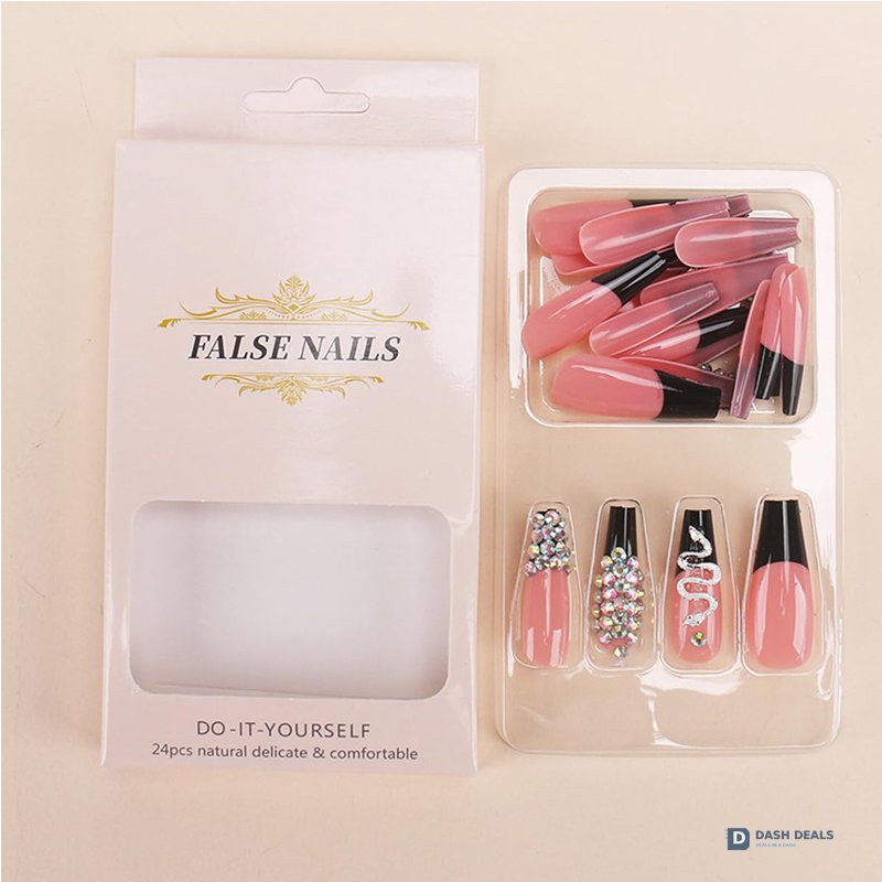 Diamond Snake Press-On Nails 24 PCS — Edgy Bold Nail Art Set, Short Length At-Home Manicure