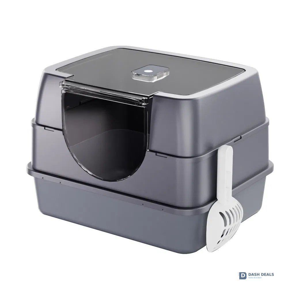 Enclosed Cat Litter Box Orange — Odor-Locking, Spacious for Large Cats, Modern Design