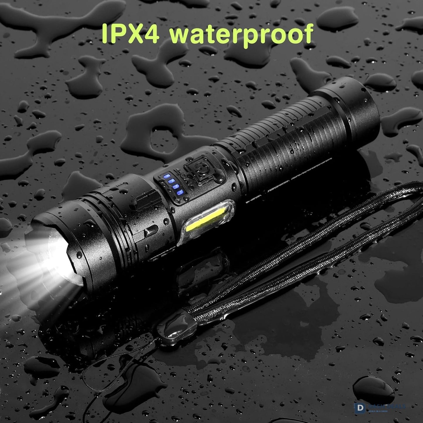 LED Rechargeable Tactical Flashlight 10,000 Lumen Rated - USB Tactical Torch with 4 Modes, Zoomable Beam, IPX4 Waterproof for Camping & Emergency