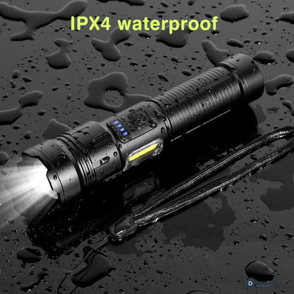 LED Rechargeable Tactical Flashlight 10,000 Lumen Rated - USB Tactical Torch with 4 Modes, Zoomable Beam, IPX4 Waterproof for Camping & Emergency
