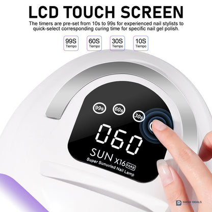 UV LED Nail Lamp Touch Screen - Professional 4-Timer Gel Nail Dryer with Removable Base, Auto Sensor, Touch Controls - Salon-Grade Curing Light for Gel Polish, Polygel & Pedicures