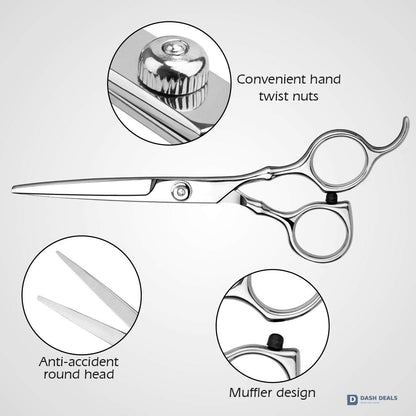 Hair Cutting Scissors Set - 6 Inch Professional Hairdressing Thinning Shears for Men, Women, Kids - Sharp Stainless Steel Salon-Grade Hair Shears