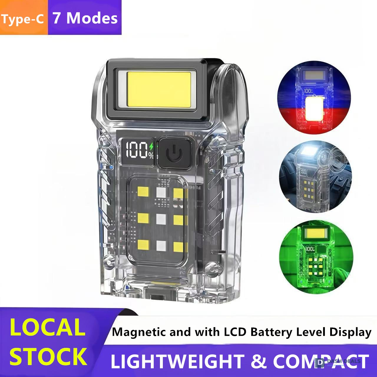 Mini Pocket LED Flashlight with Magnetic Base & Belt Clip - USB Rechargeable Work Light for Mechanics, Repair, EDC & Hands-Free Use