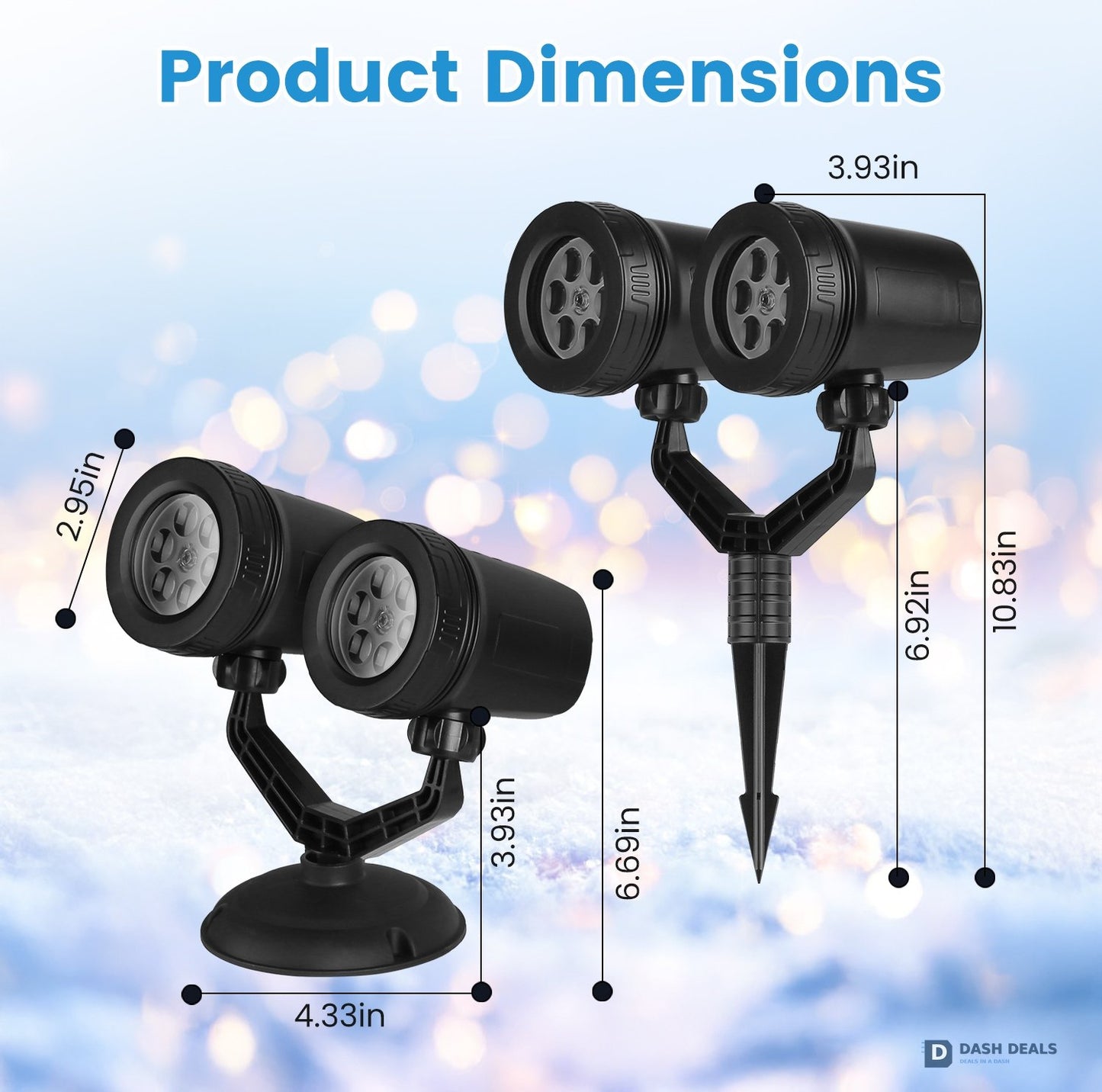 Christmas Snowflake Projector Light - Dual-Head LED Stake Light, IP44 Waterproof Holiday Decoration for Indoor & Outdoor Garden, Patio, Walls