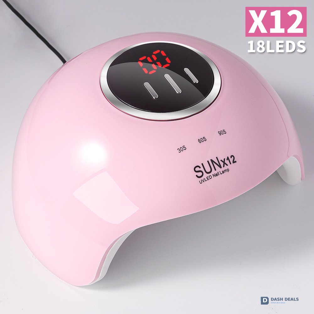 UV LED Nail Lamp 18 LED Beads - Professional Nail Dryer for Gel Polish, 3 Timer Settings, Auto Sensor, LCD Display - Compact Fast-Curing Gel Nail Lamp for Home Manicure