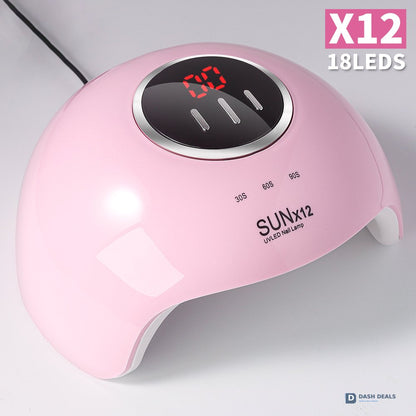 UV LED Nail Lamp 18 LED Beads - Professional Nail Dryer for Gel Polish, 3 Timer Settings, Auto Sensor, LCD Display - Compact Fast-Curing Gel Nail Lamp for Home Manicure